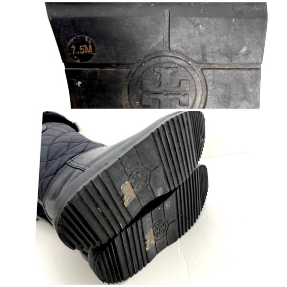 Tory Burch Joey Fur Trim Quilted Winter Boot in Back - Picture 10 of 10